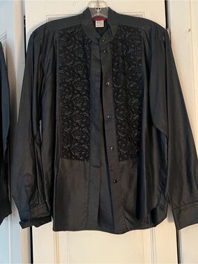 Kenzo Paris Rare Vintage Raw Silk Embroidered Tuxedo Style Shirt